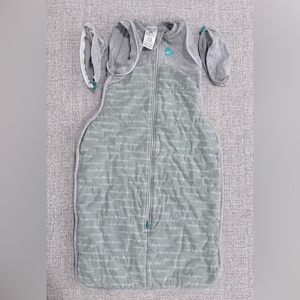 Love to Dream SwaddleUp Grey and Sage Zip-Up Warm (2.5 TOG) Sleep Sack